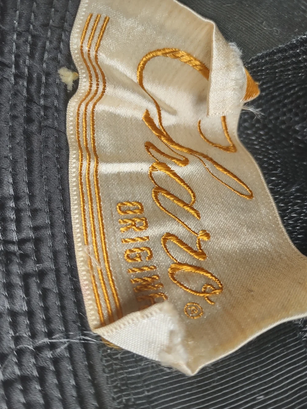 Charo Original Vintage Satin Fabric Brim Hat with Pleating and Iridescent Beads